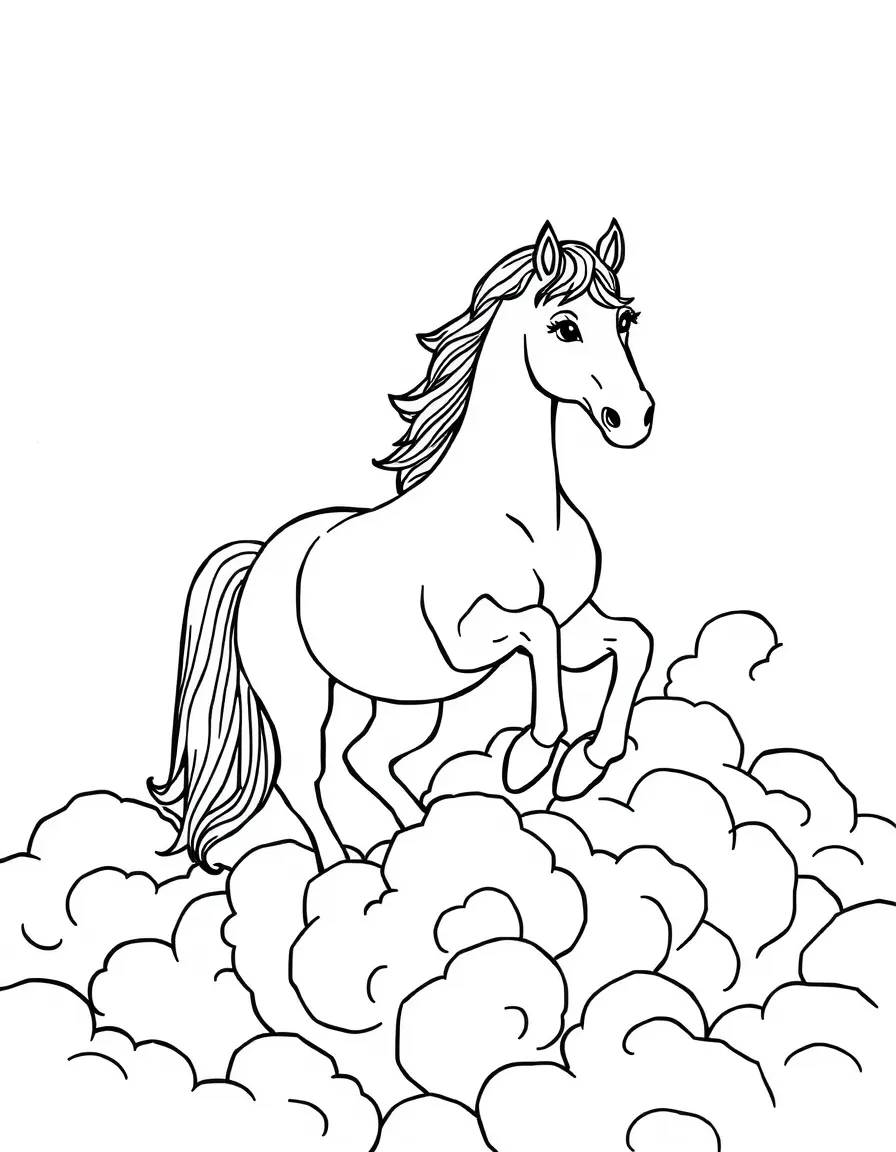 A horse riding through clouds