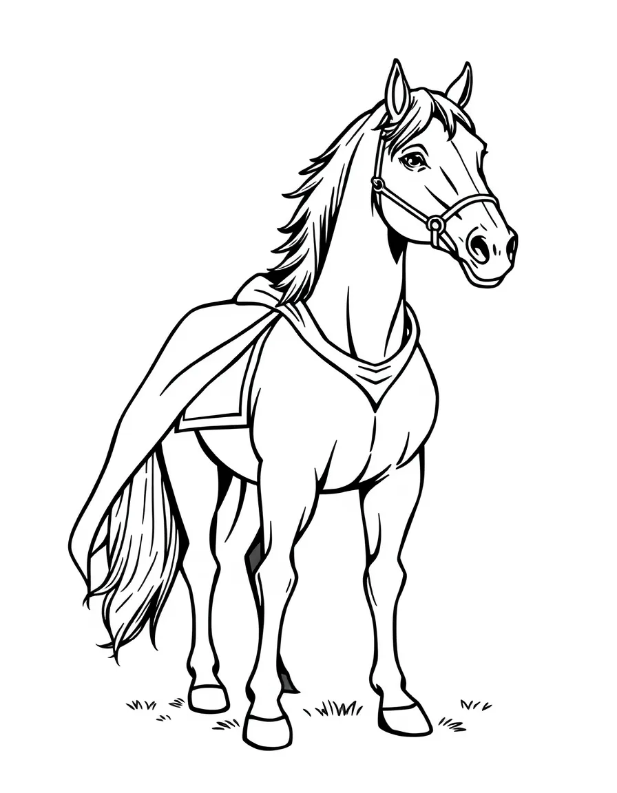 A horse wearing a superhero cape