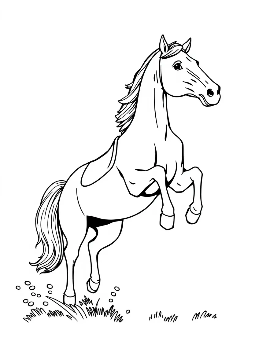 A horse showing off its jumping skills