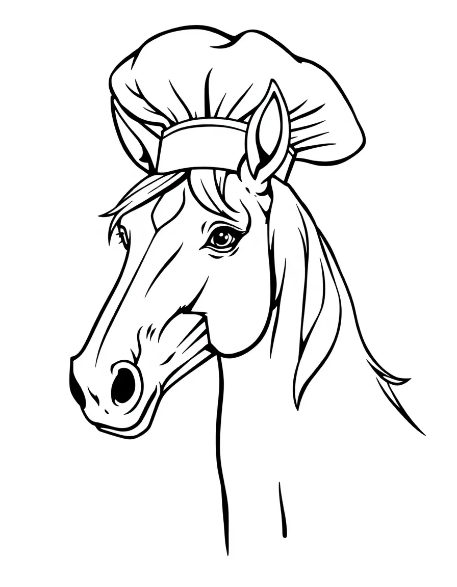 A horse in a chef's hat