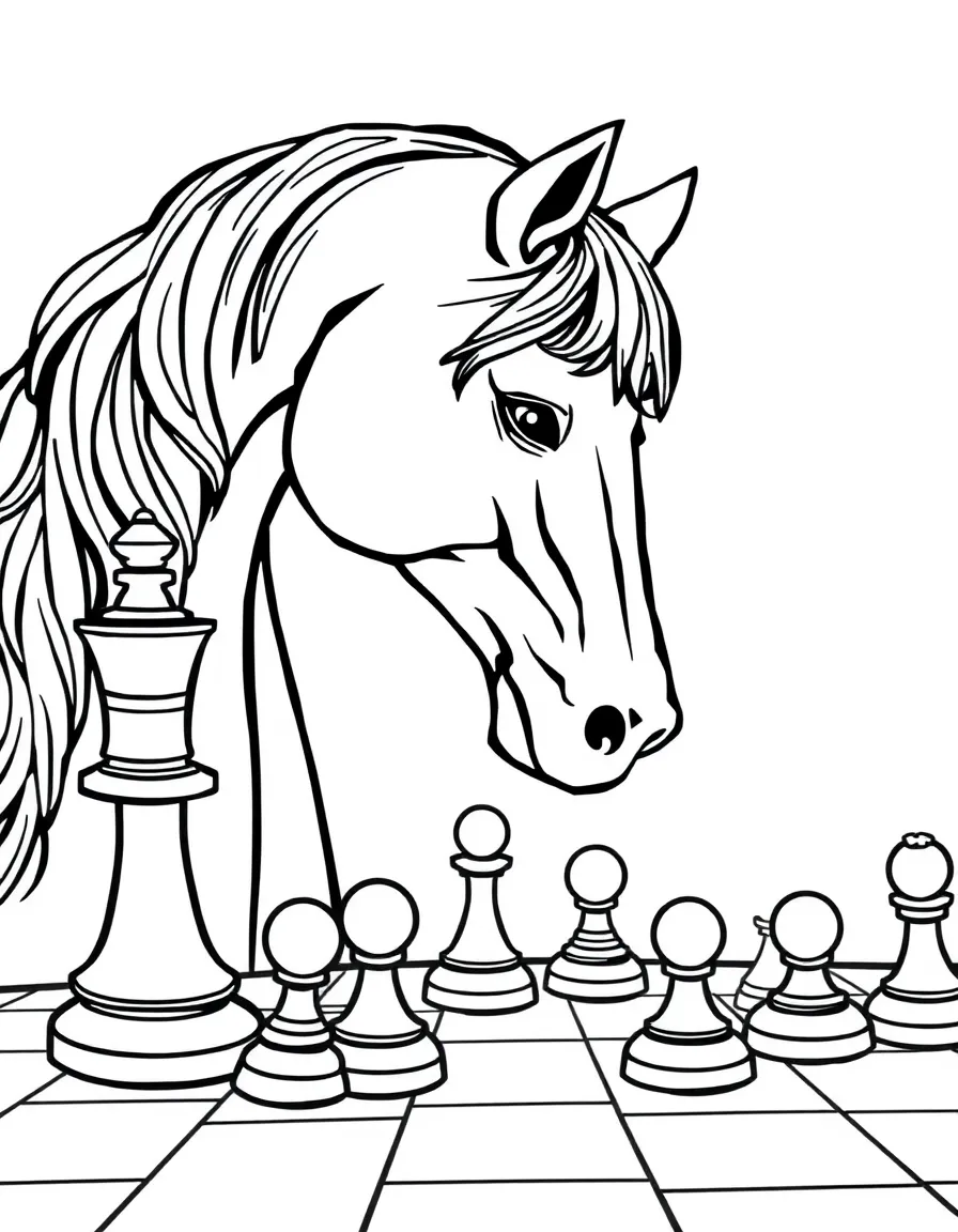 A horse playing chess