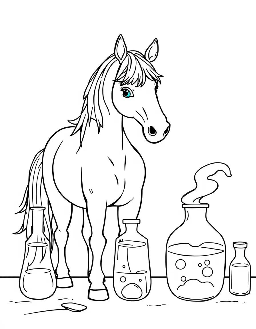 A horse conducting science experiments