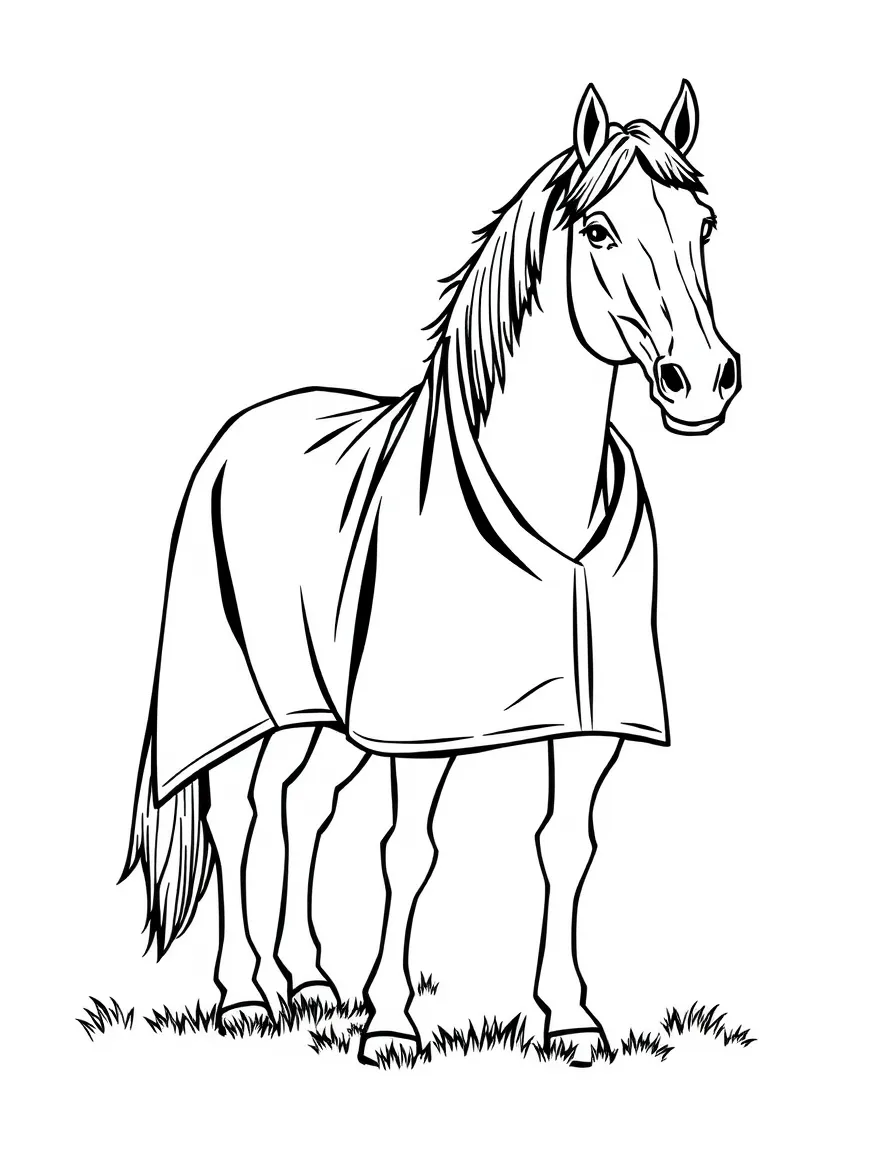 A horse wrapped in a blanket