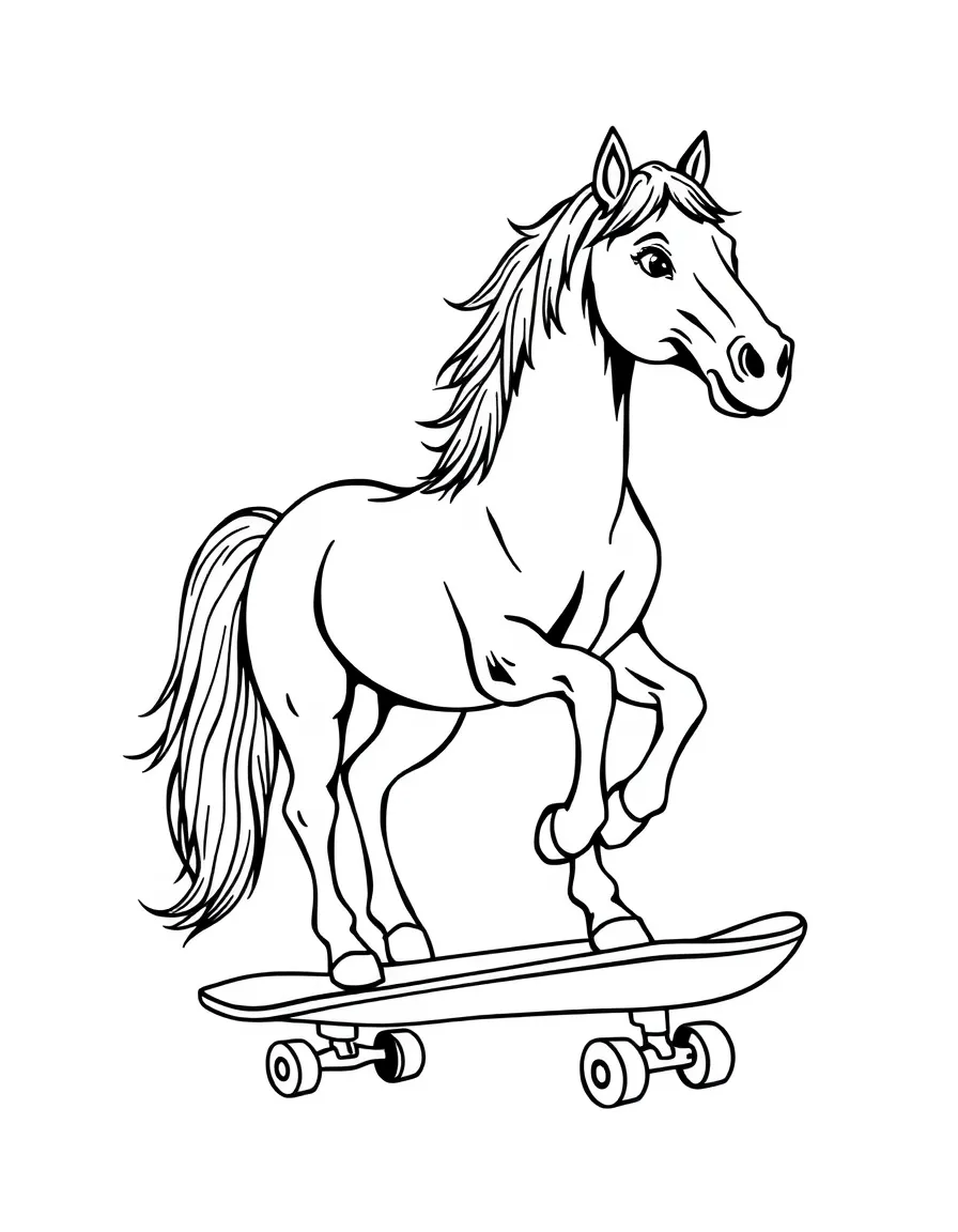A horse on a skateboard