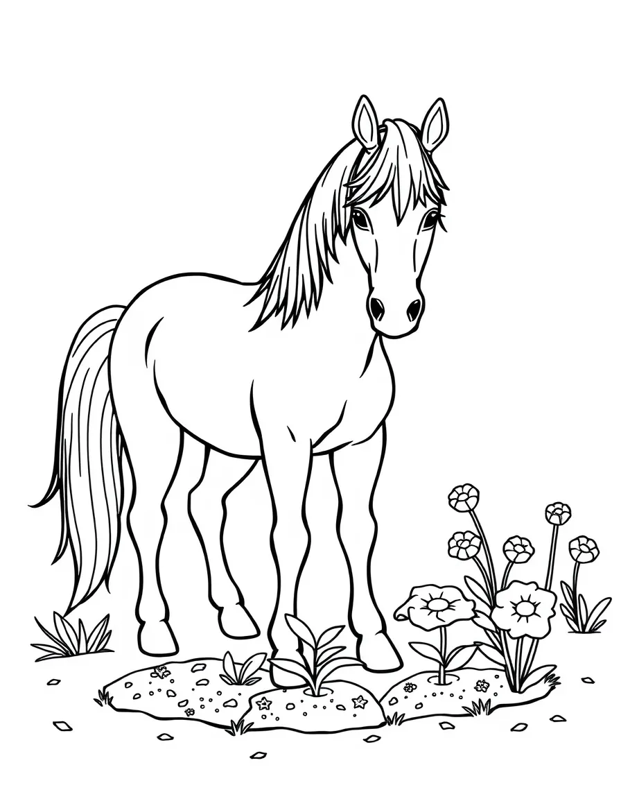 A horse planting a garden