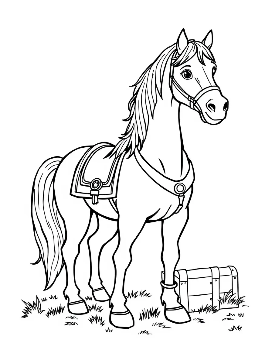 A horse with a treasure chest