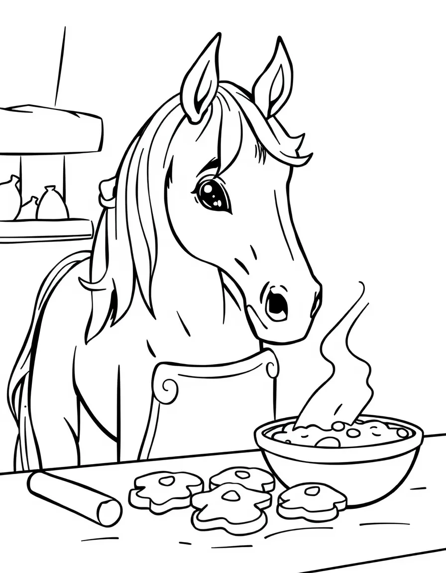 A horse baking cookies