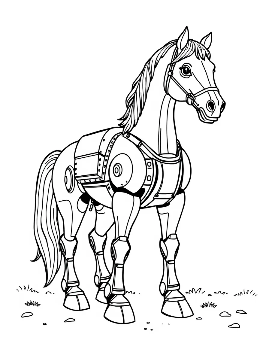 A horse building a robot