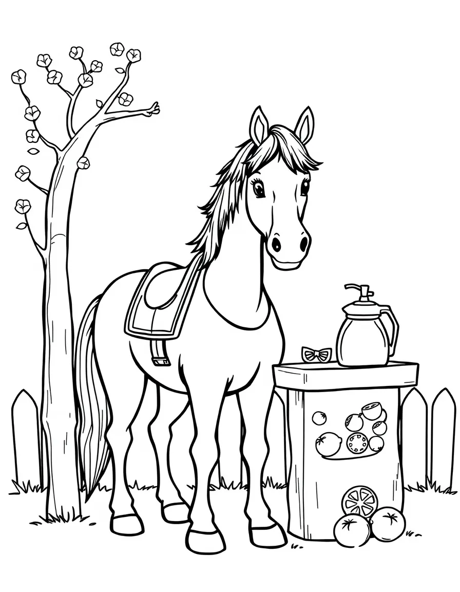 A horse with a lemonade stand
