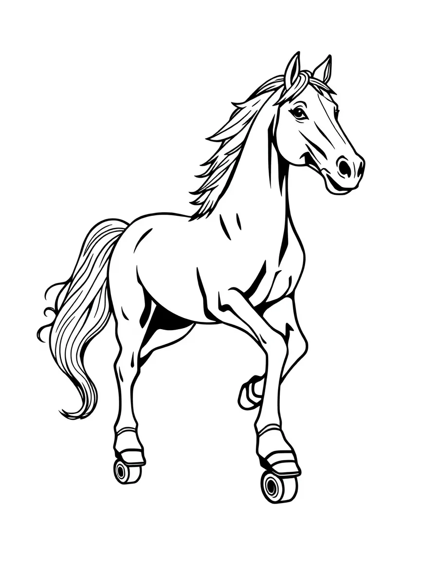 A horse rollerskating