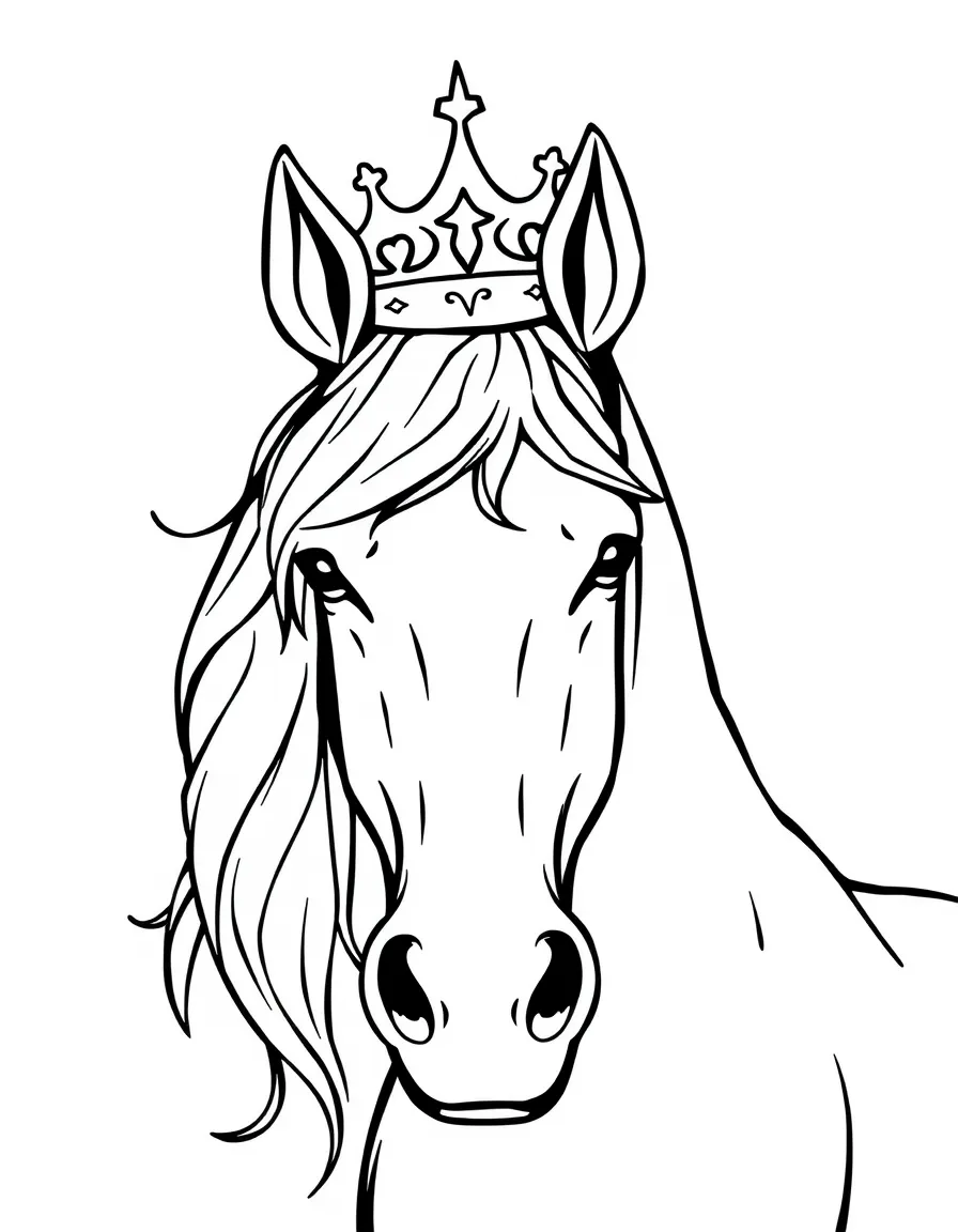 A horse wearing a crown