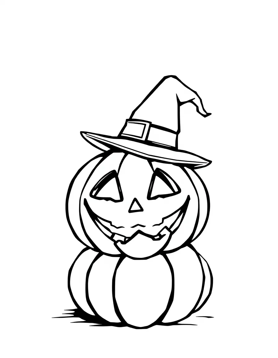 A jack-o'-lantern with its top hat floating slightly above it