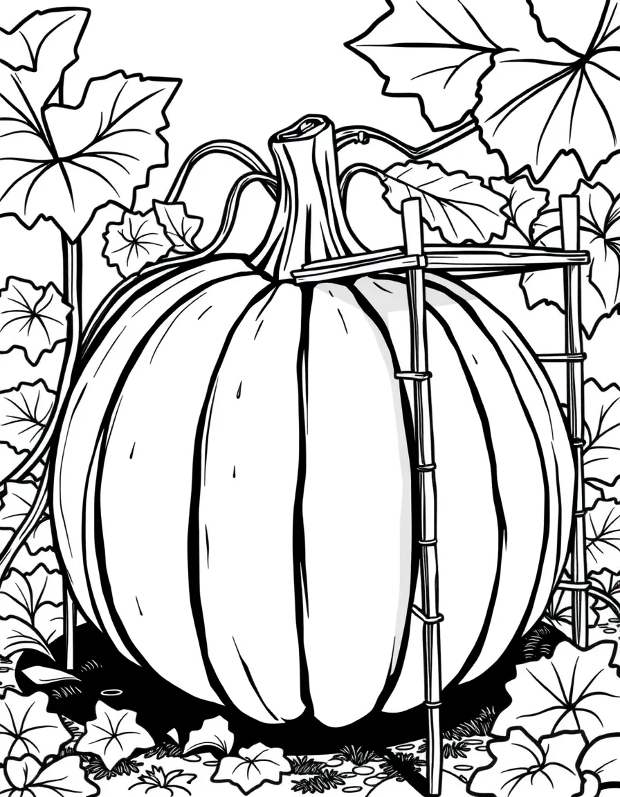 A pumpkin growing so large it requires scaffolding