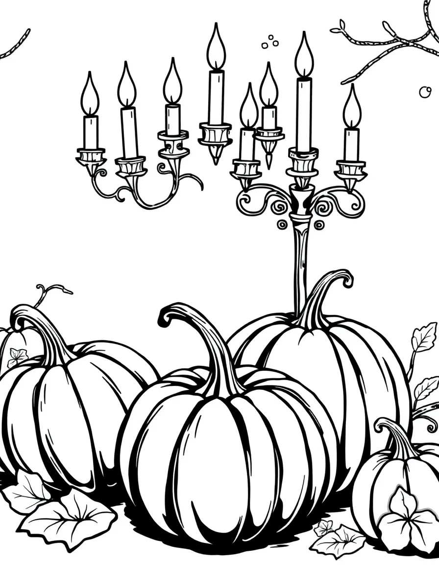 Pumpkins whose stems grow into elaborate candelabras