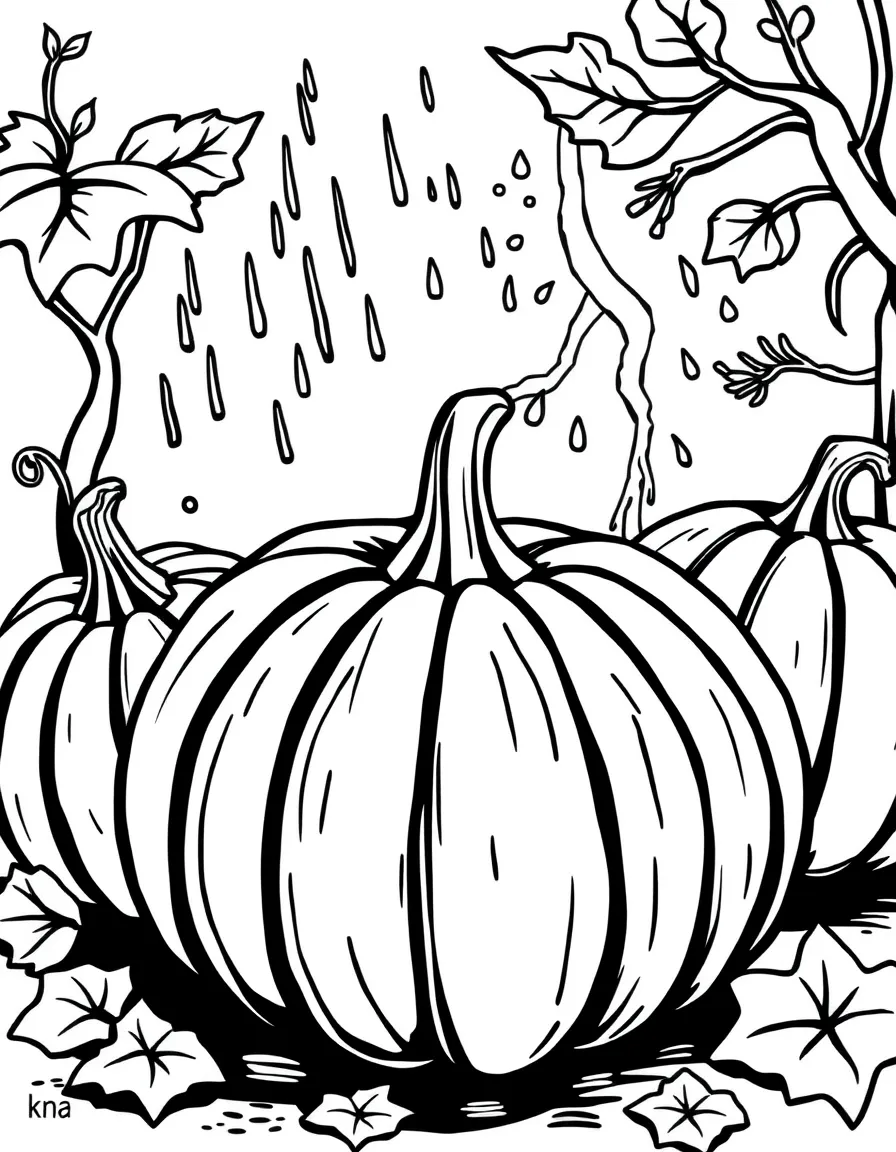 Pumpkins with weather conditions inside (rain, snow, lightning)