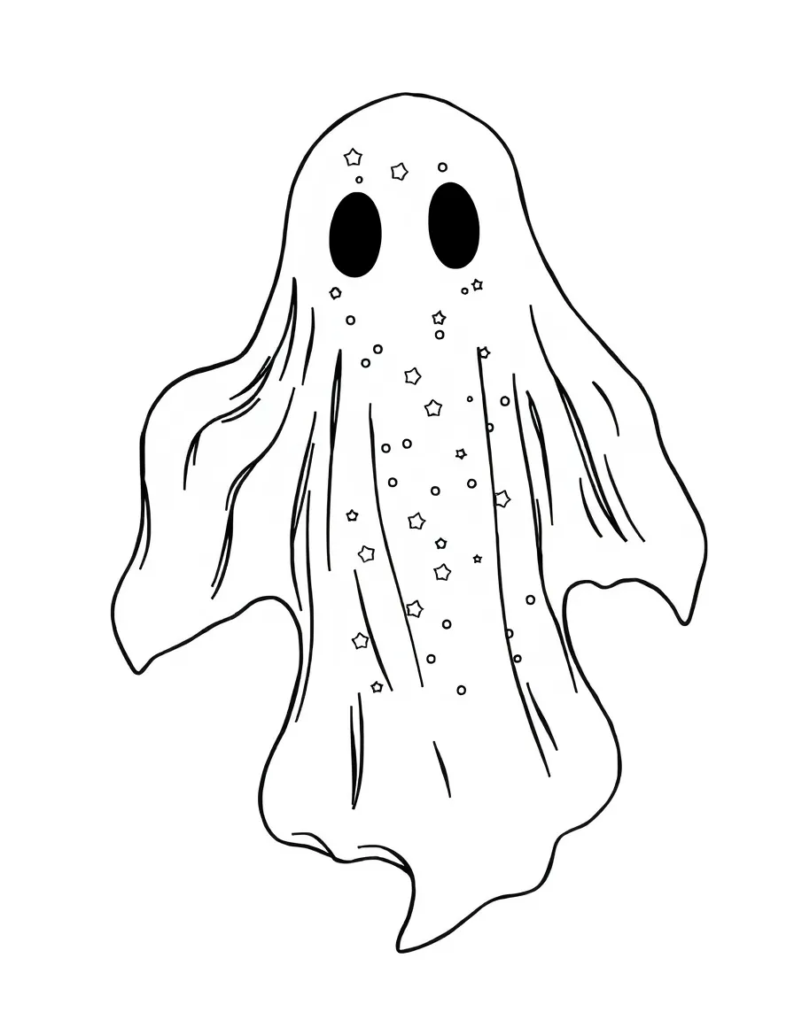 A transparent ghost whose body shows a starry night sky