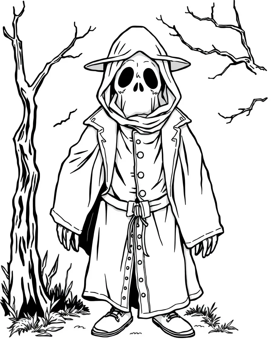 A ghost wearing layers of vintage clothing from different eras