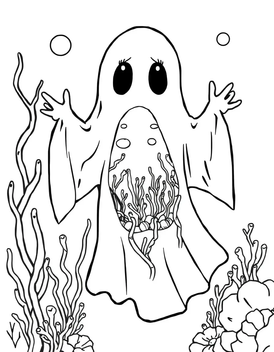 A ghost whose body contains a tiny underwater scene