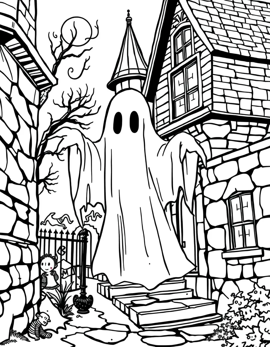 A ghost whose form mimics nearby architecture