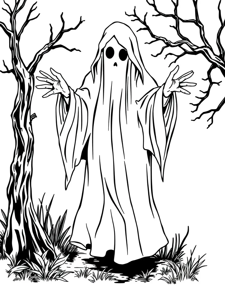 A ghost whose body reveals glimpses of past lives