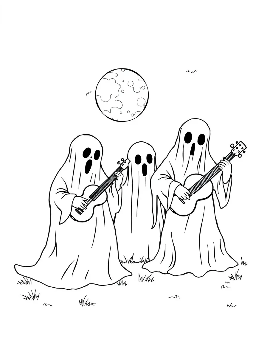 Ghosts playing instruments made of moonlight