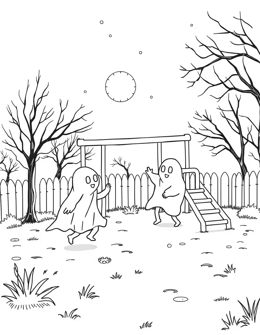 Ghost children playing on a playground after hours