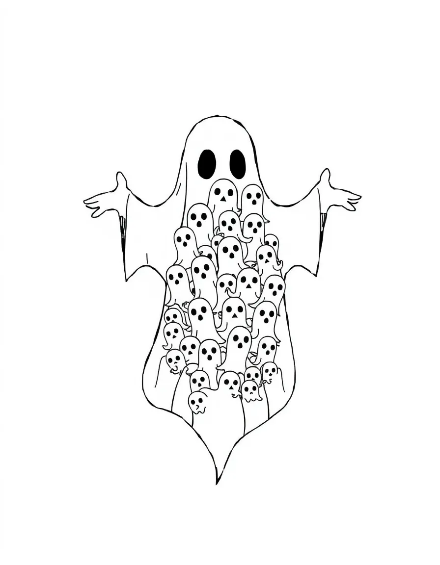 A ghost whose form is composed of tiny ghosts