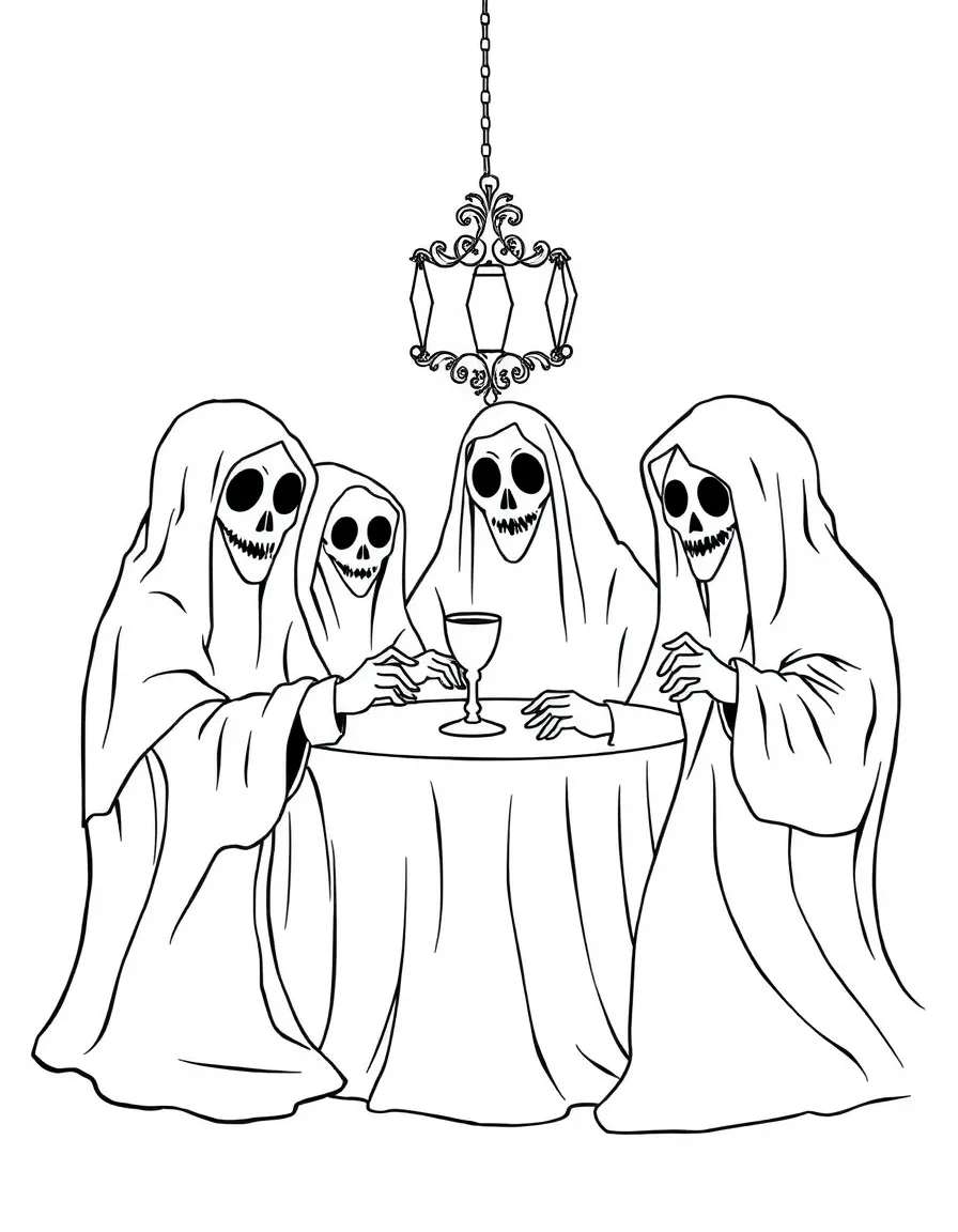 Ghosts having a masquerade ball with living masks