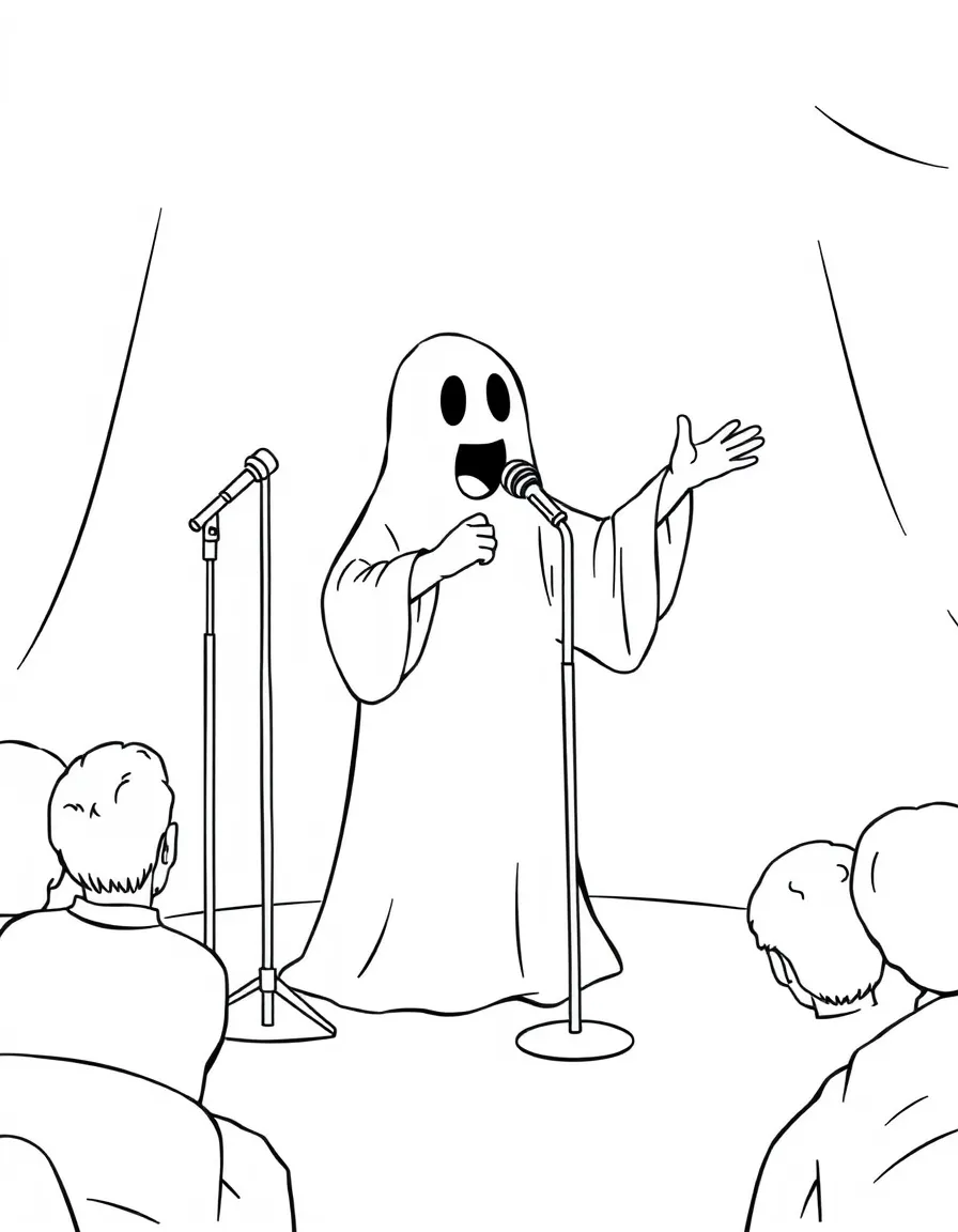A ghost comedian performing for an audience of one