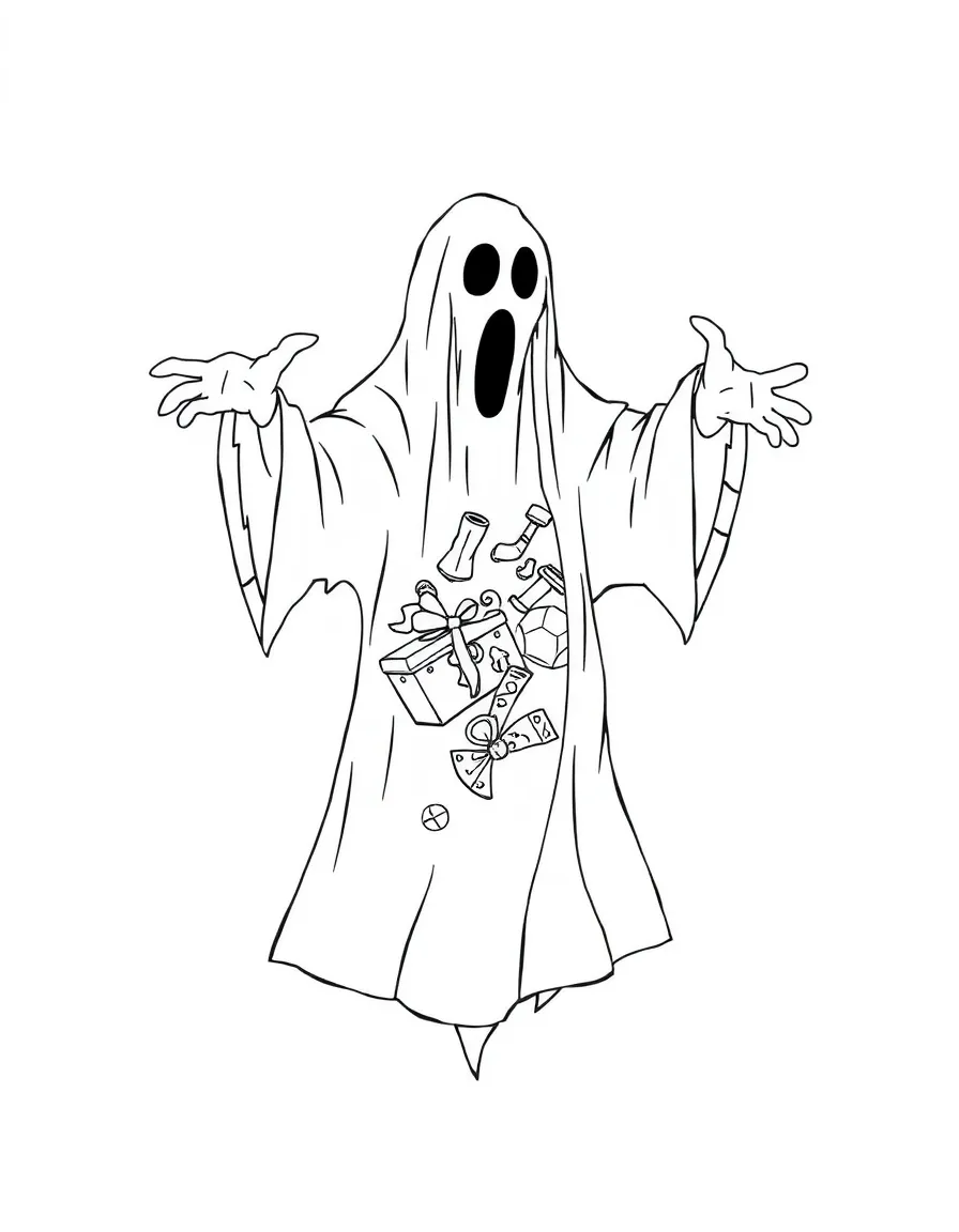 A ghost whose body reveals hidden treasures