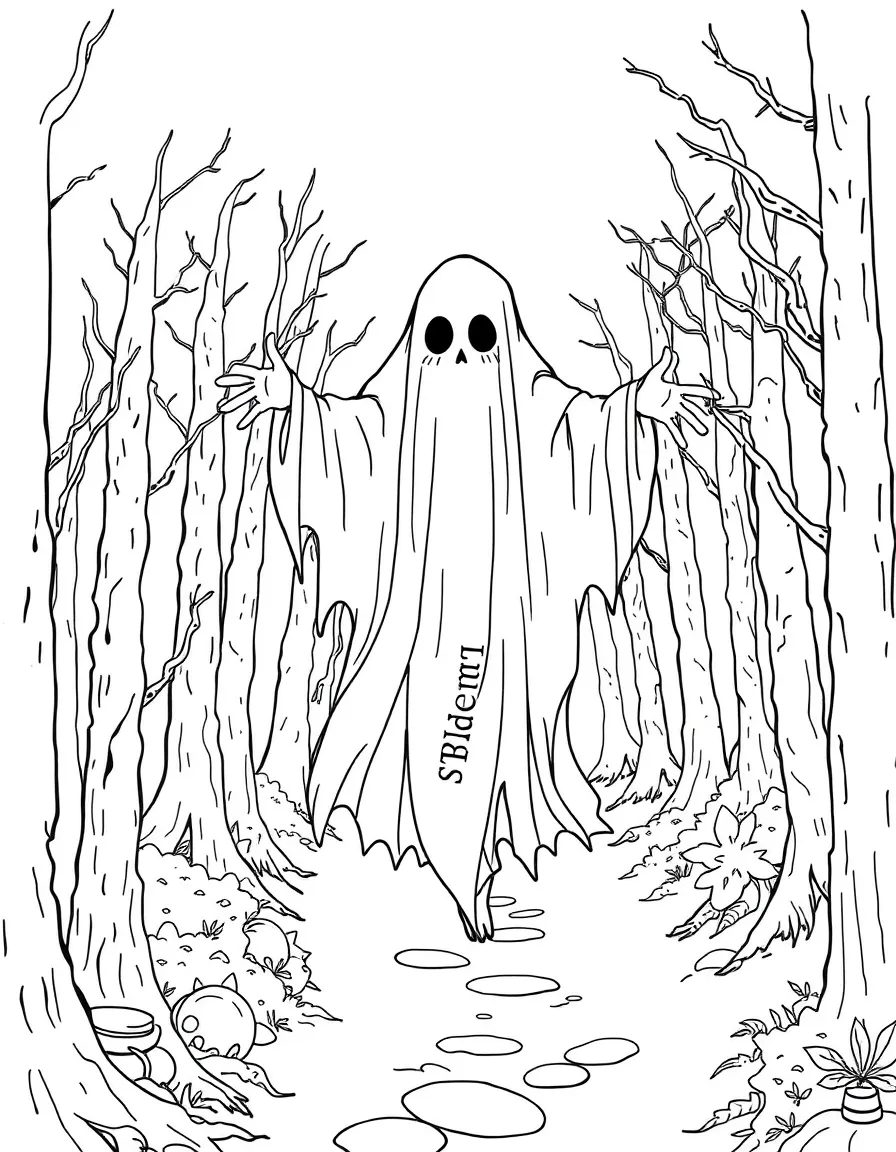A ghost whose form reveals hidden pathways through forests