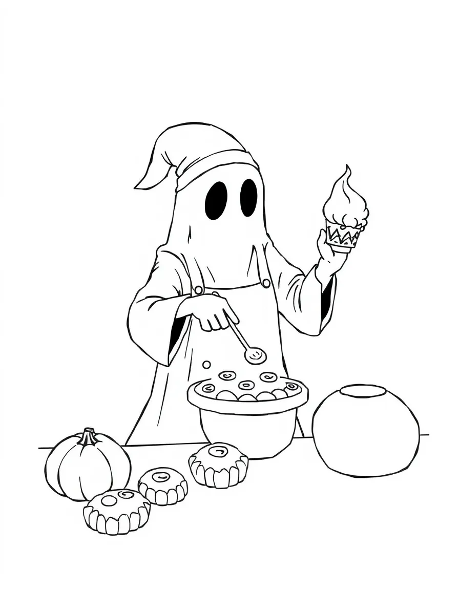 A ghost baker creating treats that taste like memories