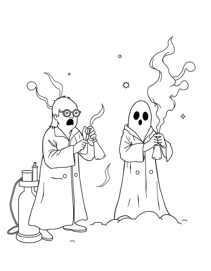 Ghost scientists experimenting with the properties of fog