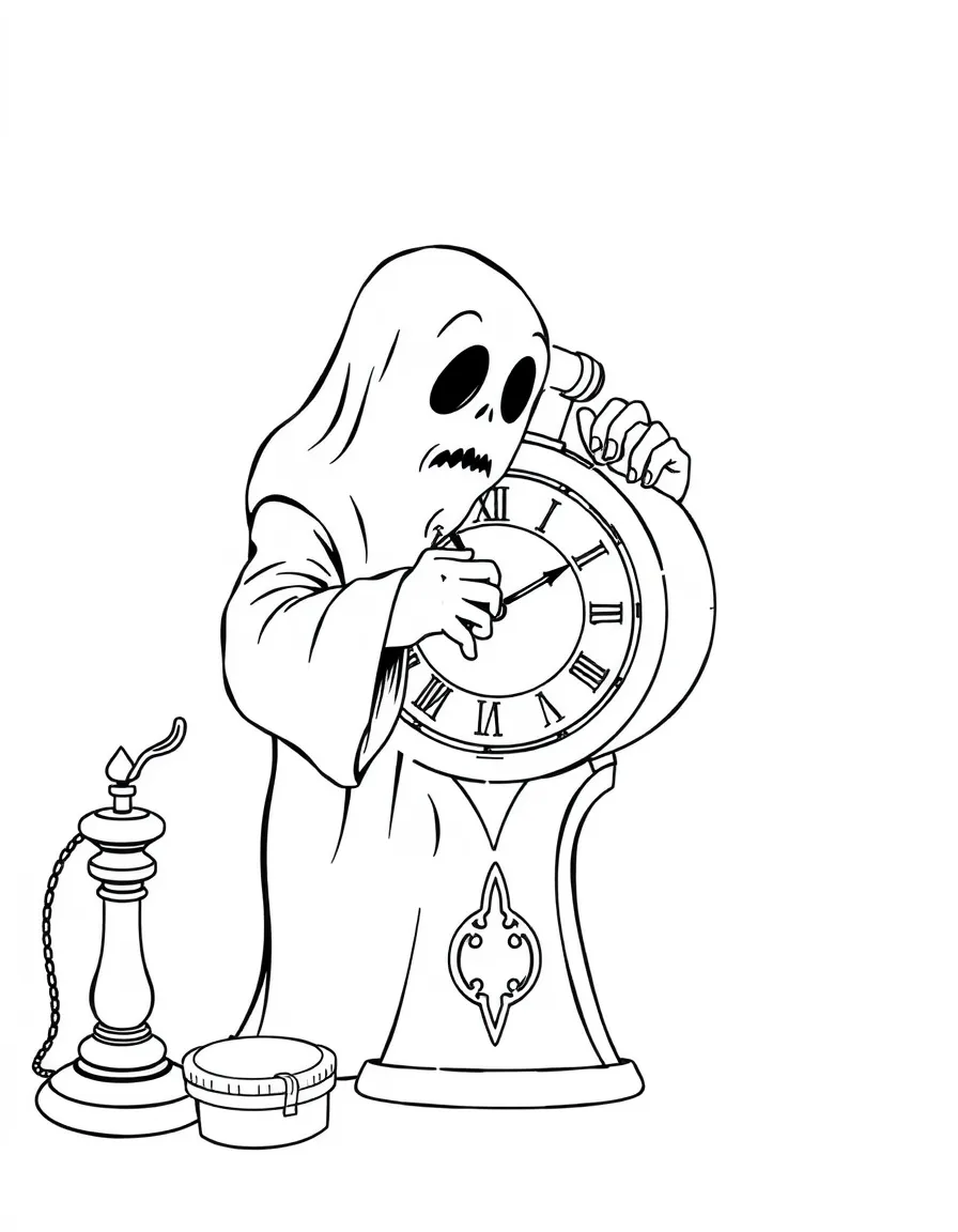 A ghost clock-maker fixing timepieces that count backwards