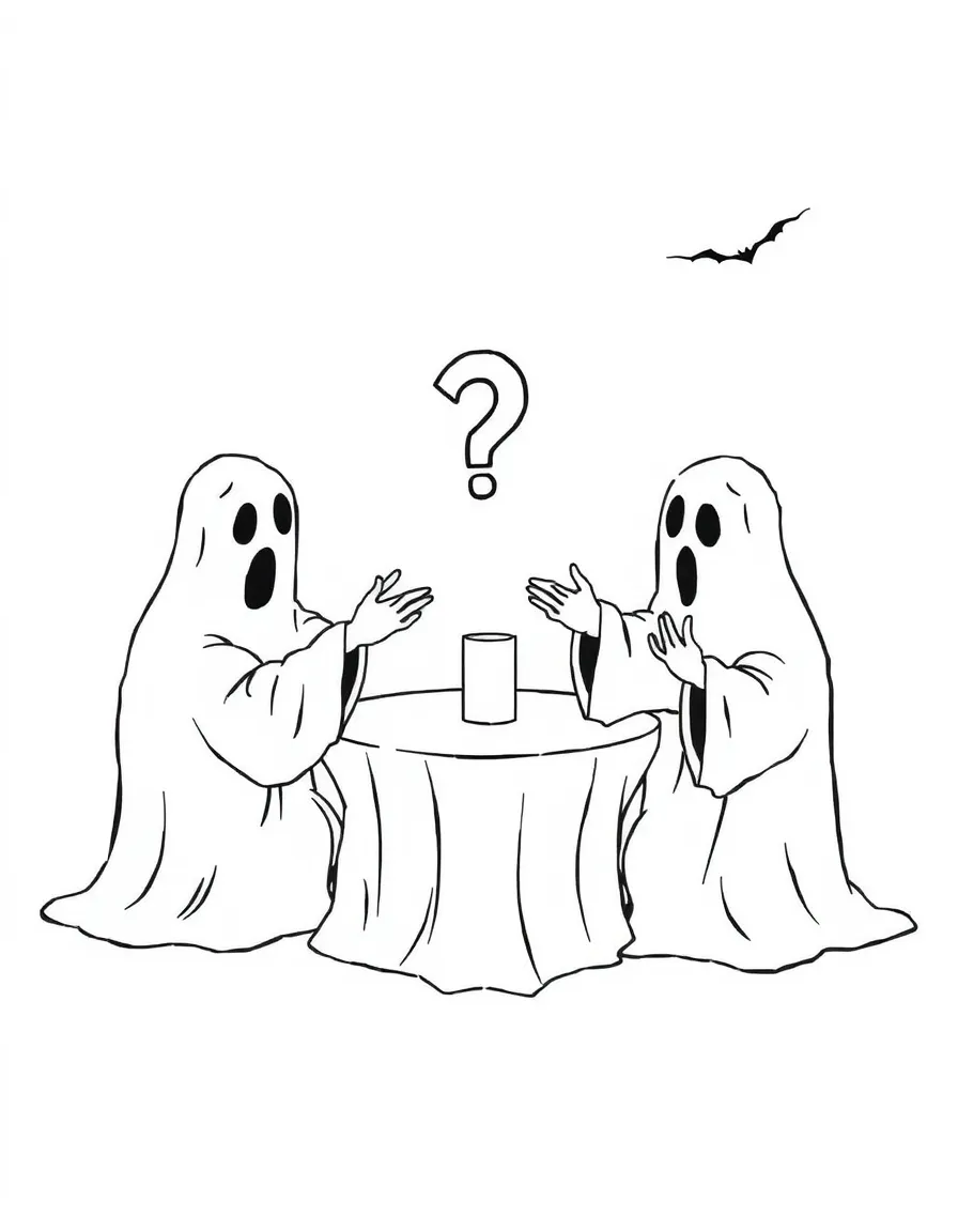 Ghosts playing charades with impossible-to-guess answers