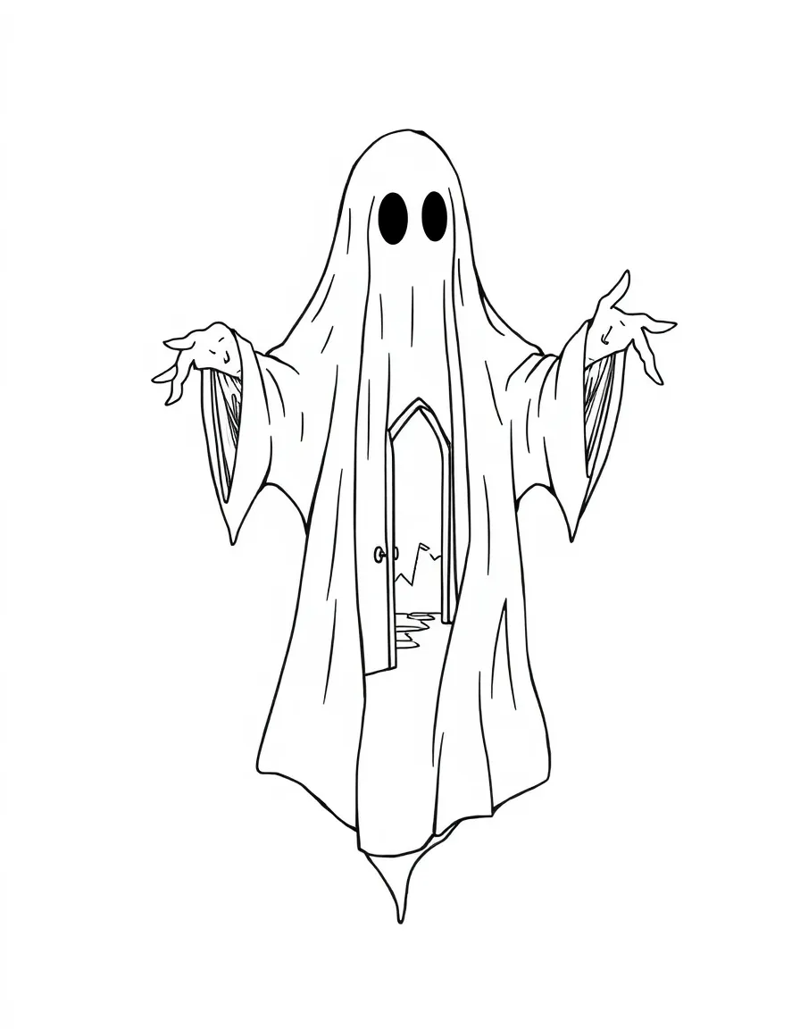 A ghost whose body contains doorways to other times
