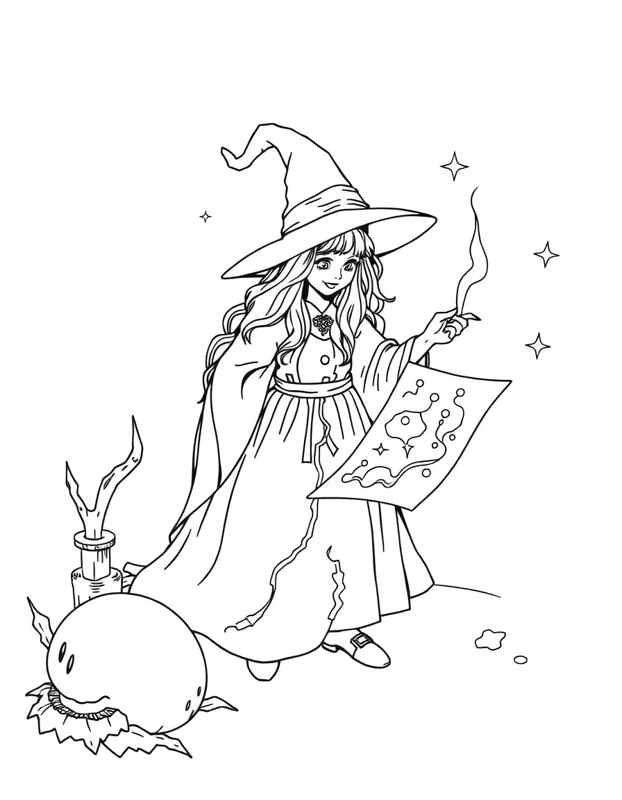 A witch creating magical maps that show hidden pathways