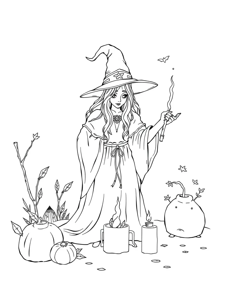 A witch conducting a ritual to honor the changing seasons