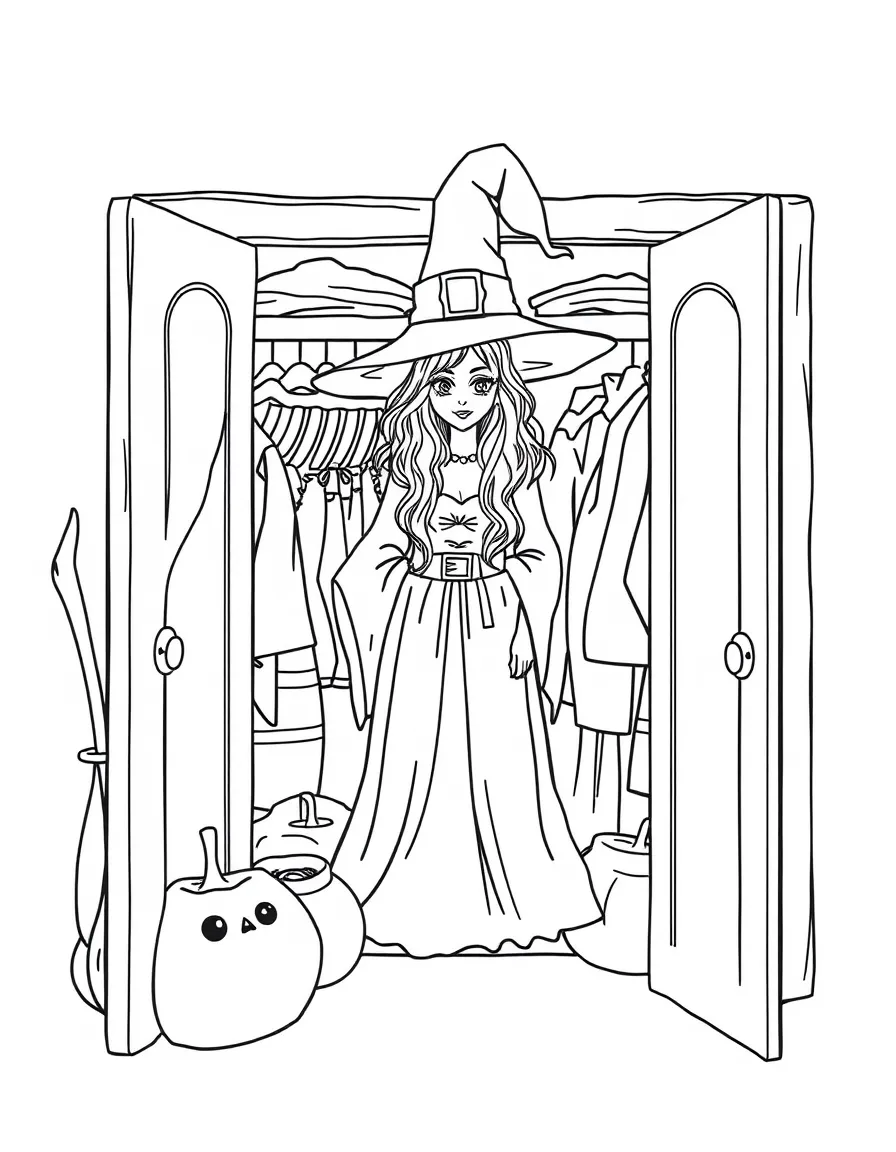 A witch's closet with clothes that change color with mood