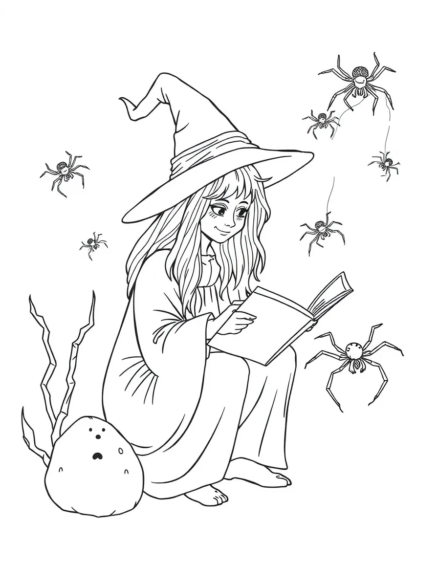 A witch studying the language of spiders
