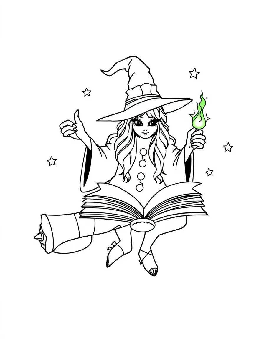 A witch's spell book with pages that glow in the dark