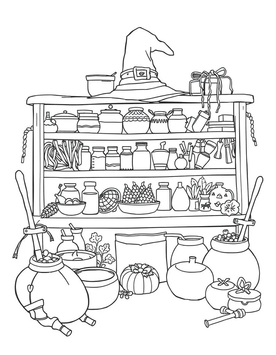 A witch's pantry with ingredients organized by magical properties