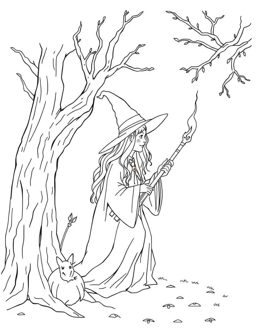A witch studying the language of trees