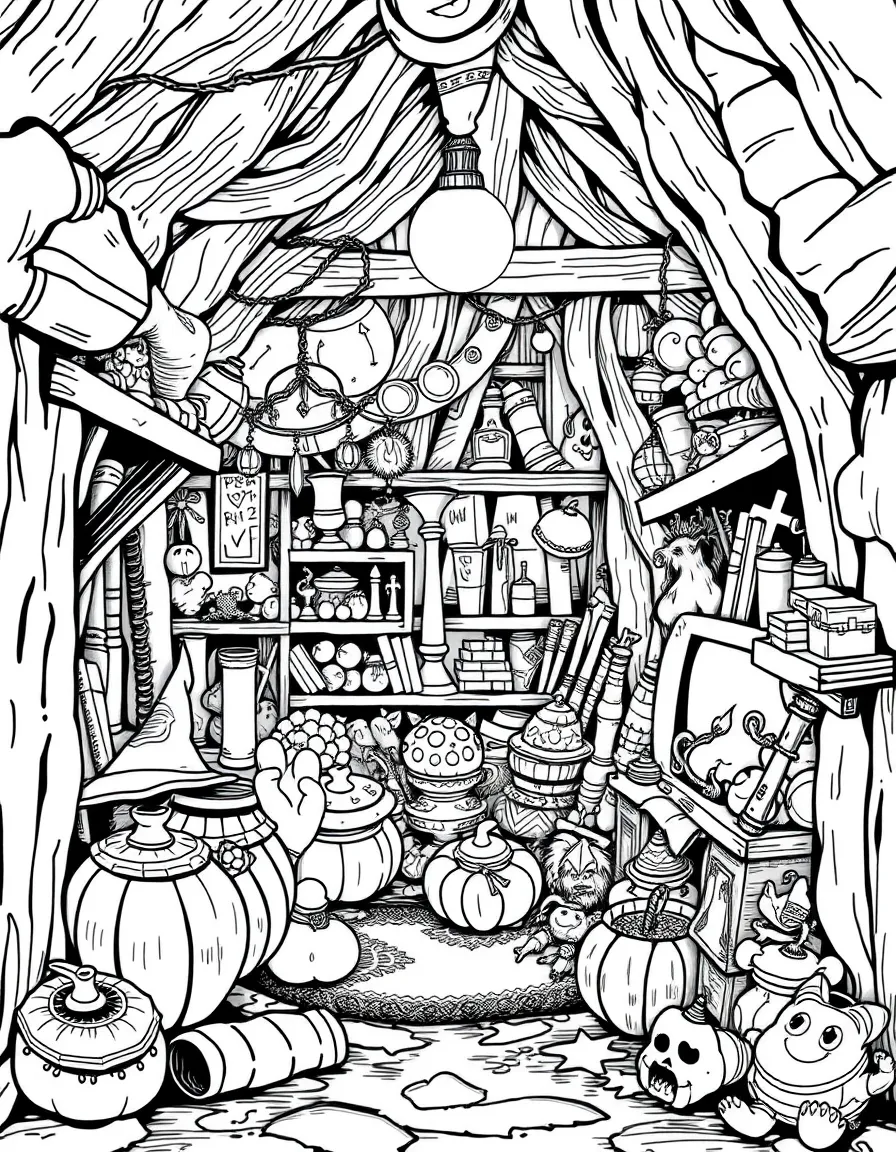 A witch's attic filled with forgotten magical treasures