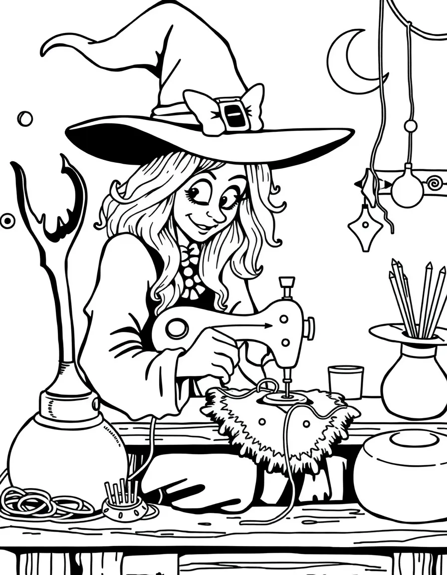 A witch's sewing room with needles that thread themselves