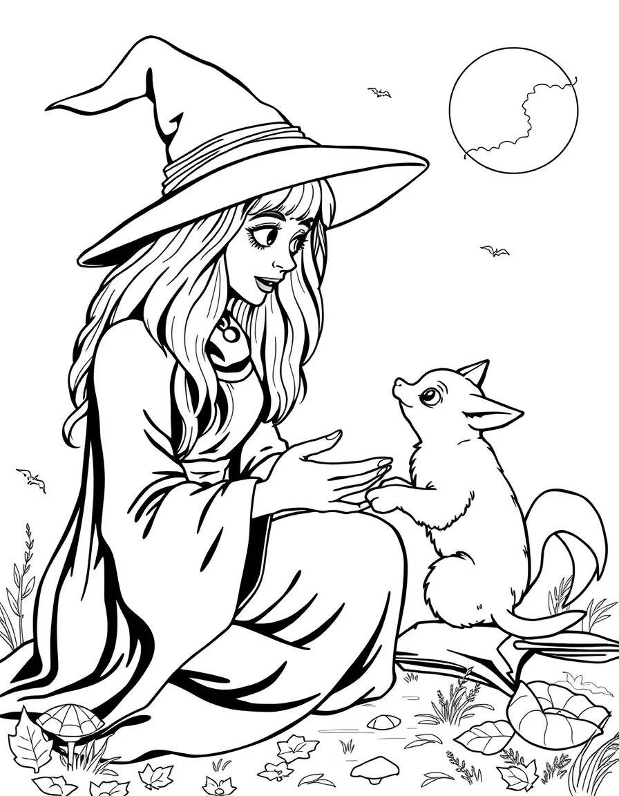 A witch teaching her familiar to deliver messages