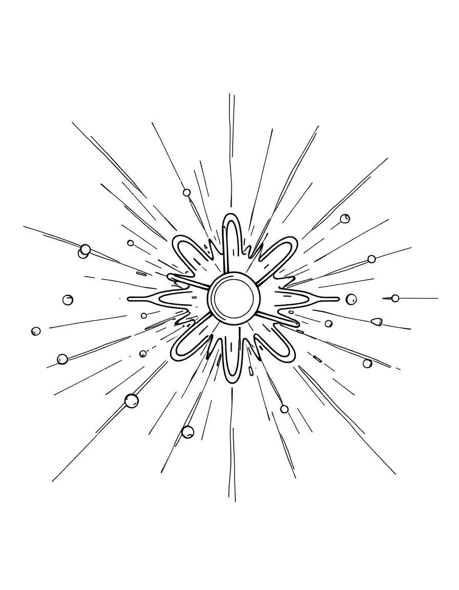 A detailed illustration of nuclear fusion with atoms combining