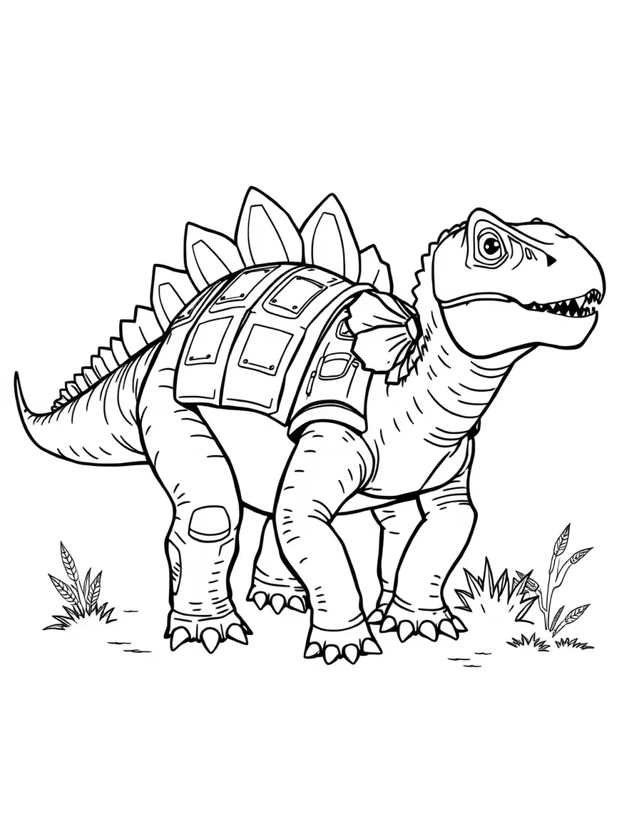 An Ankylosaurus with its armored body and club tail in a defensive stance