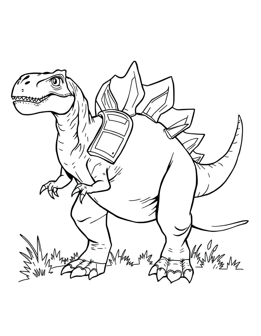 A Kentrosaurus with its back plates and shoulder spikes in a defensive pose