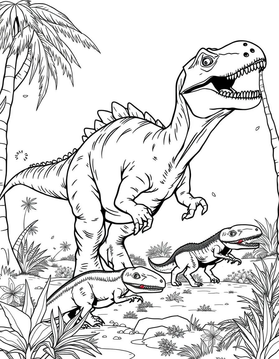 A Daspletosaurus, a tyrannosaur relative, hunting in a pack